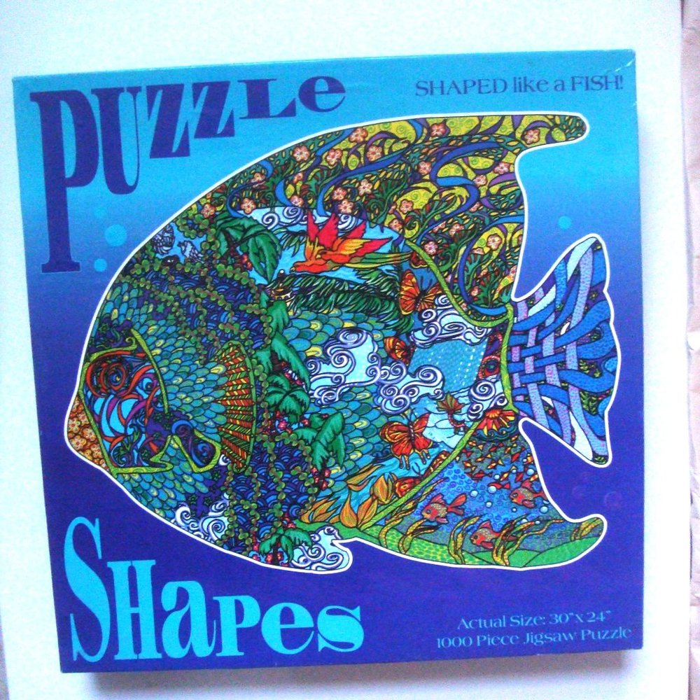 Vintage PUZZLE SHAPES 1000 Piece Colorful Fish Jigsaw Puzzle